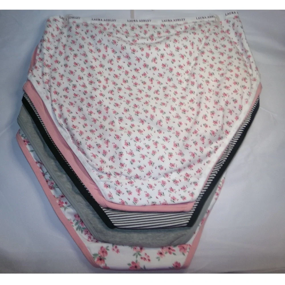 Laura‎ Ashley 5 Pack Cotton Spandex Panties Floral Stripe 1X NWT